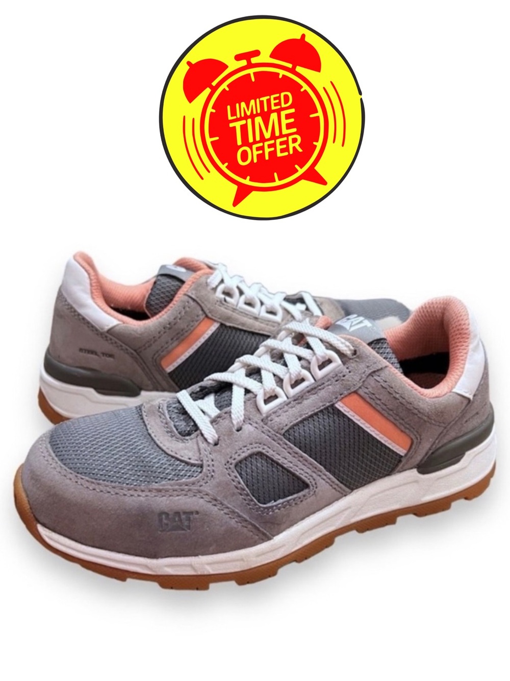 CAT Steel Toe Grey Construction Shoe Size 5.5